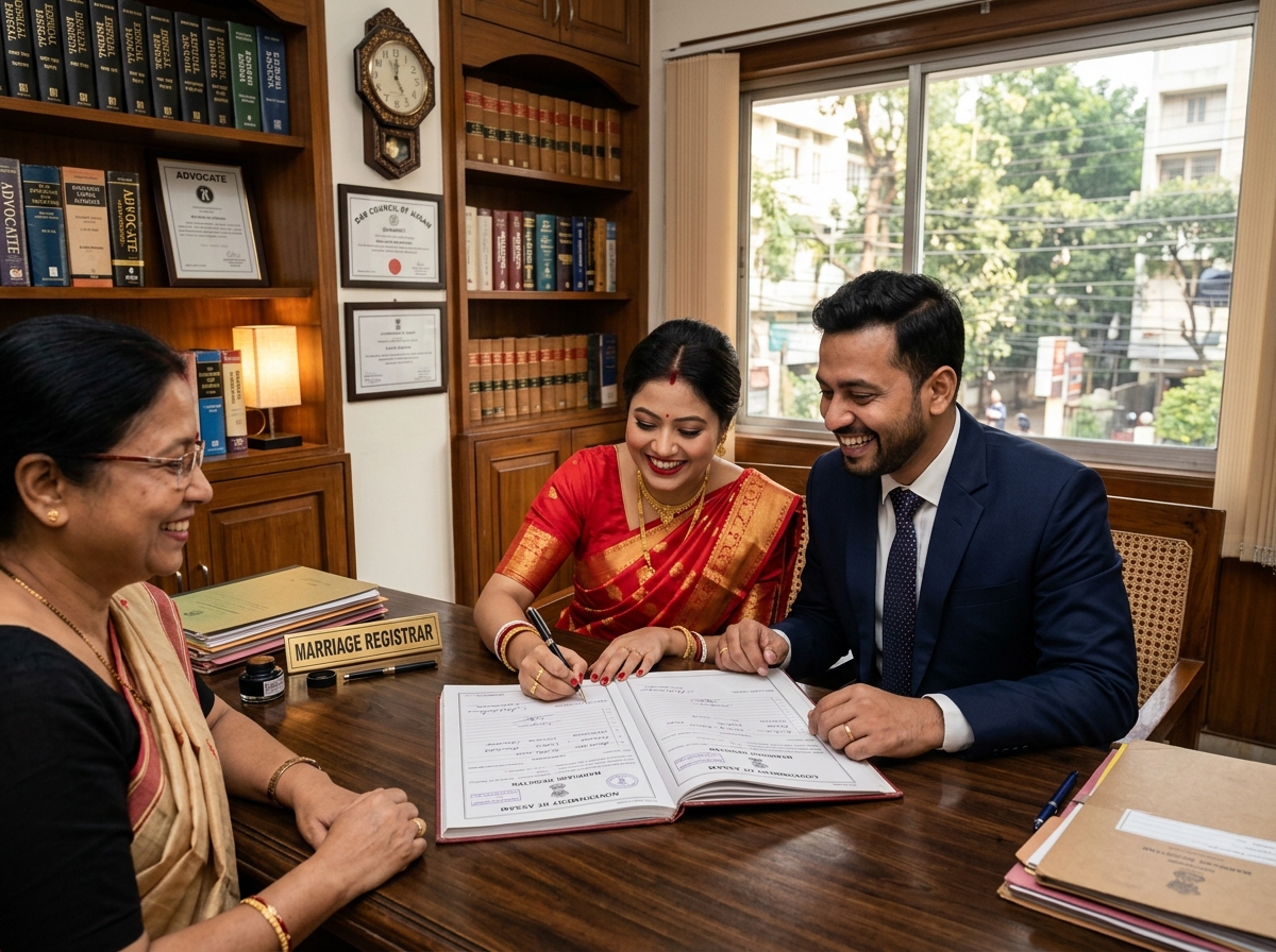 Advocate Khusboo Verma with satisfied Court Marriage clients