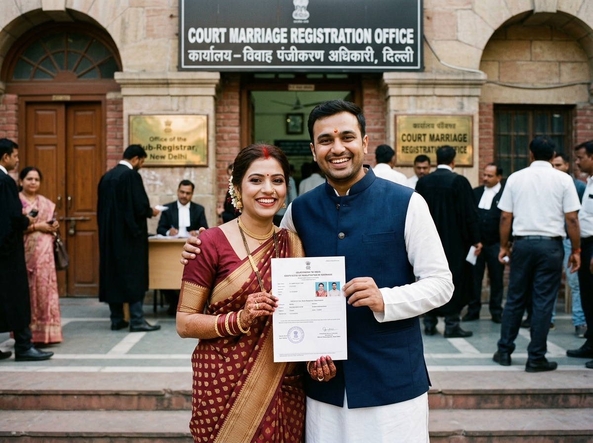 Client receiving registered Marriage Certificate